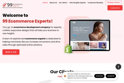 Screenshot of the 99 Ecommerce Experts homepage