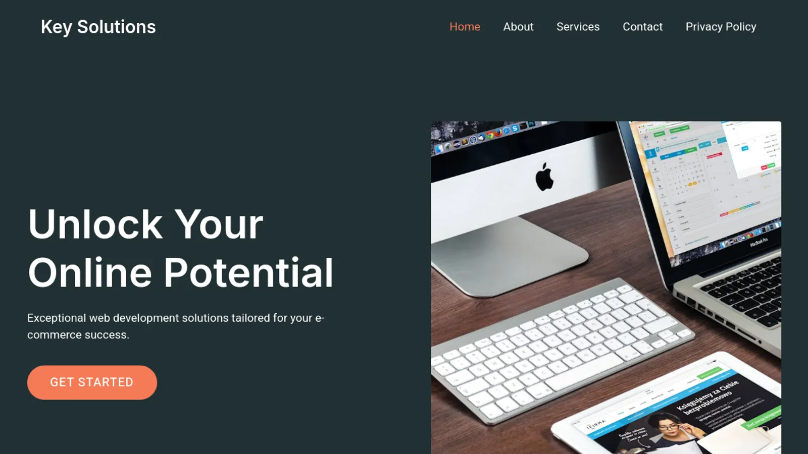 Screenshot of the Key Solutions homepage