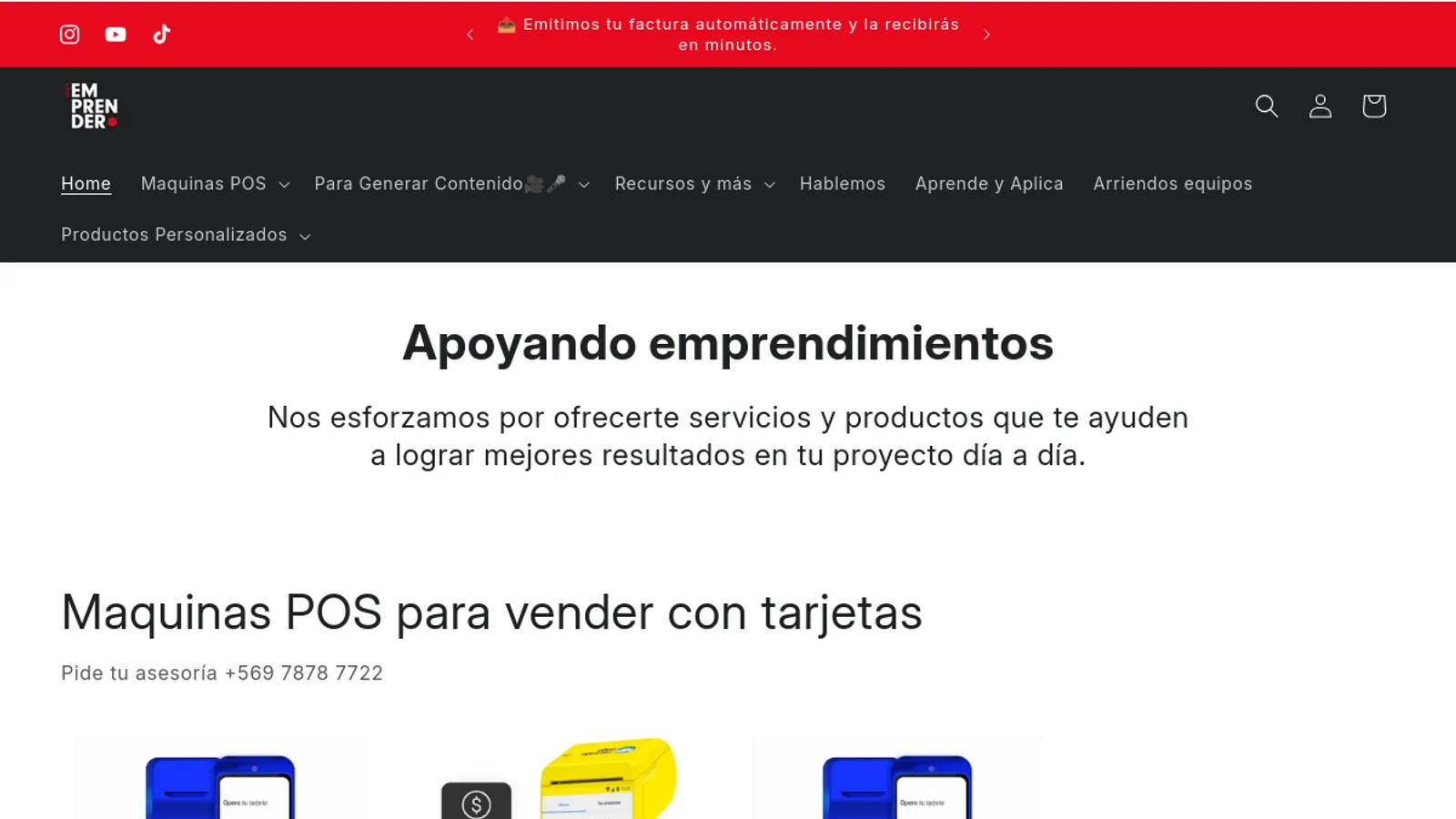 Screenshot of the Paraemprender.cl homepage
