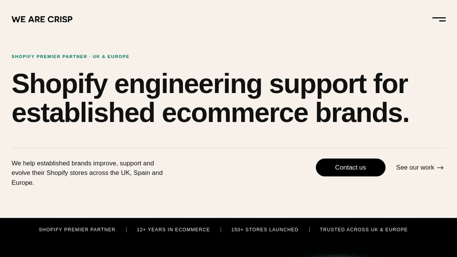Screenshot of the WE ARE CRISP homepage