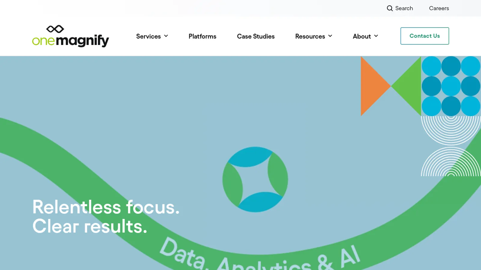 Screenshot of the OneMagnify homepage
