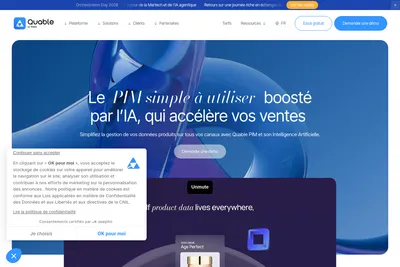 Screenshot of the Quable PIM & DAM homepage
