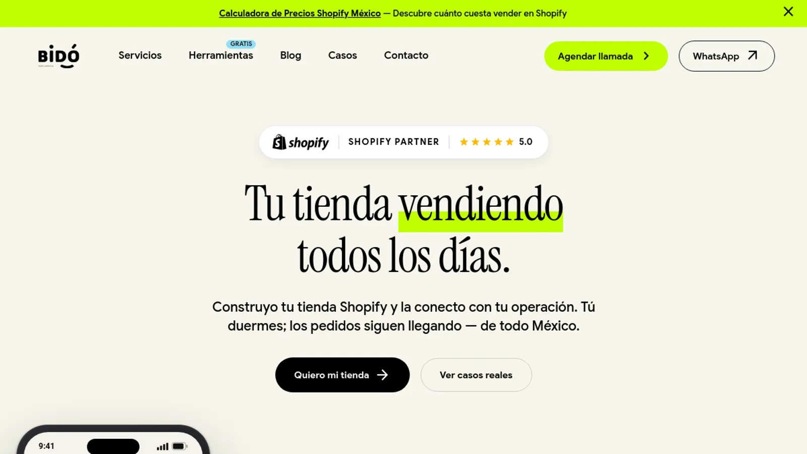 Screenshot of the Toni Altamirano · Bido Agency homepage