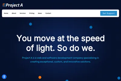 Screenshot of the Project A, Inc. homepage