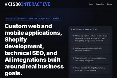 Screenshot of the Axis 80 Interactive homepage