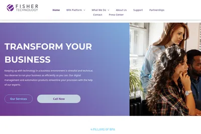 Screenshot of the Fisher Technology homepage