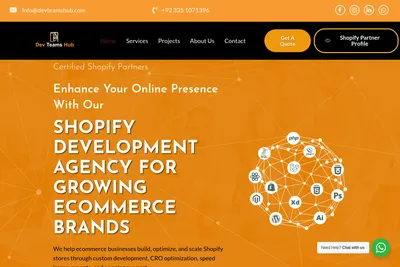 Screenshot of the DevTeamshub homepage
