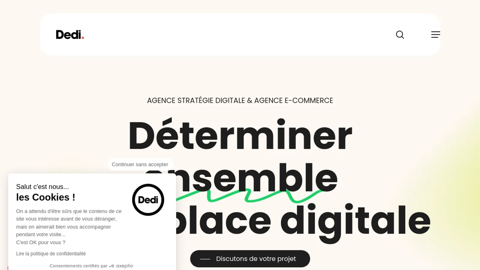 Screenshot of the Dedi agency homepage