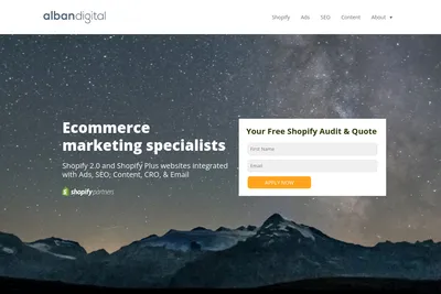 Screenshot of the Alban Digital homepage