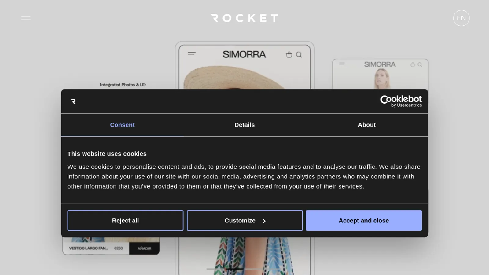 Screenshot of the Rocket Digital homepage