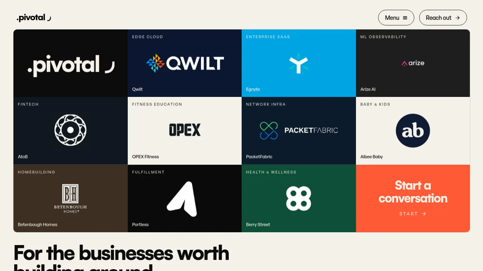 Screenshot of the Pivotal Consulting Group homepage
