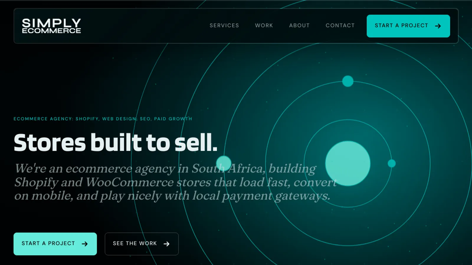 Screenshot of the Simply E-Commerce homepage