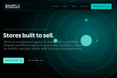 Screenshot of the Simply E-Commerce homepage