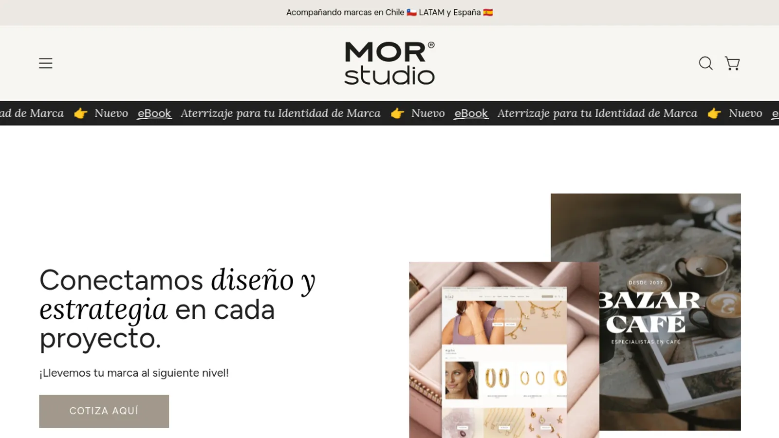Screenshot of the MOR Studio homepage