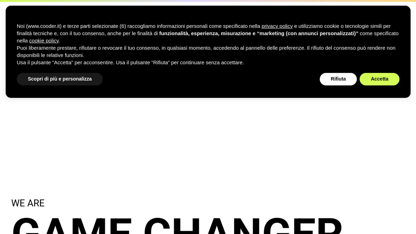 Screenshot of the Cooder homepage