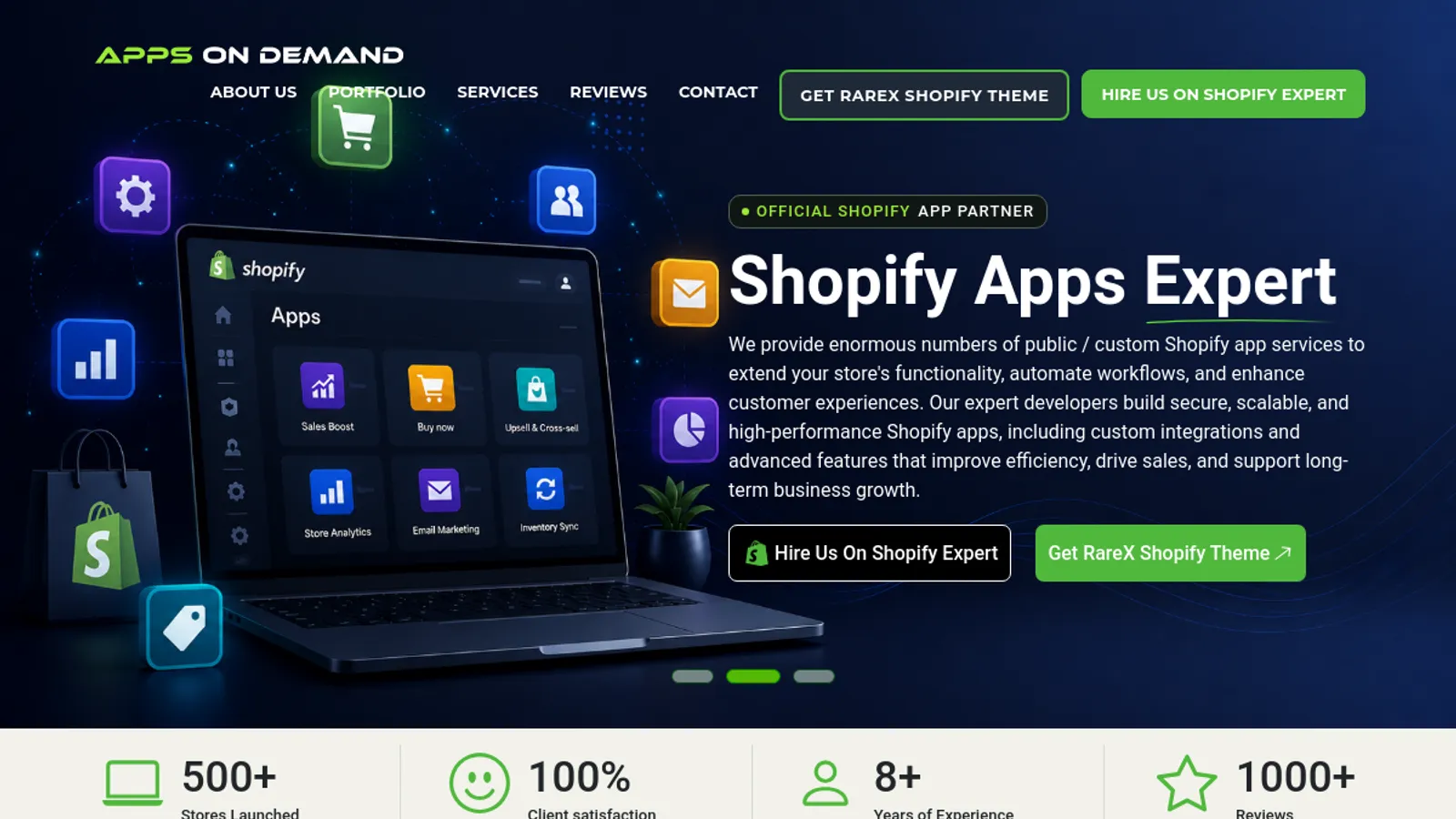 Screenshot of the Apps On Demand homepage