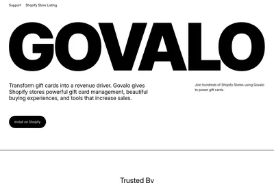 Screenshot of the Govalo homepage