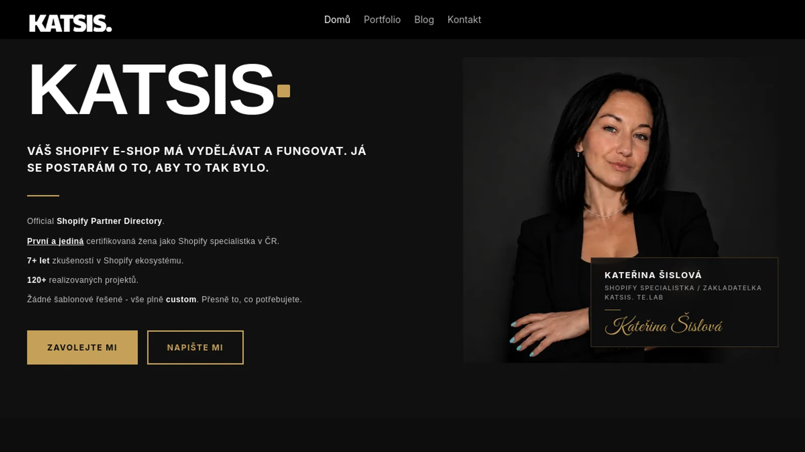 Screenshot of the KATSIS | Kateřina Šislová homepage