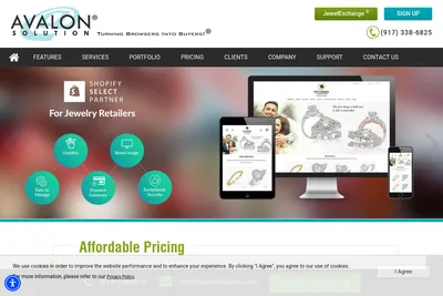 Screenshot of the Avalon Solution homepage