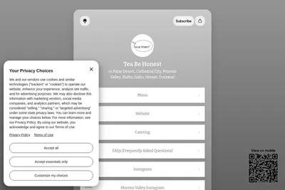 Tea Be Honest website homepage