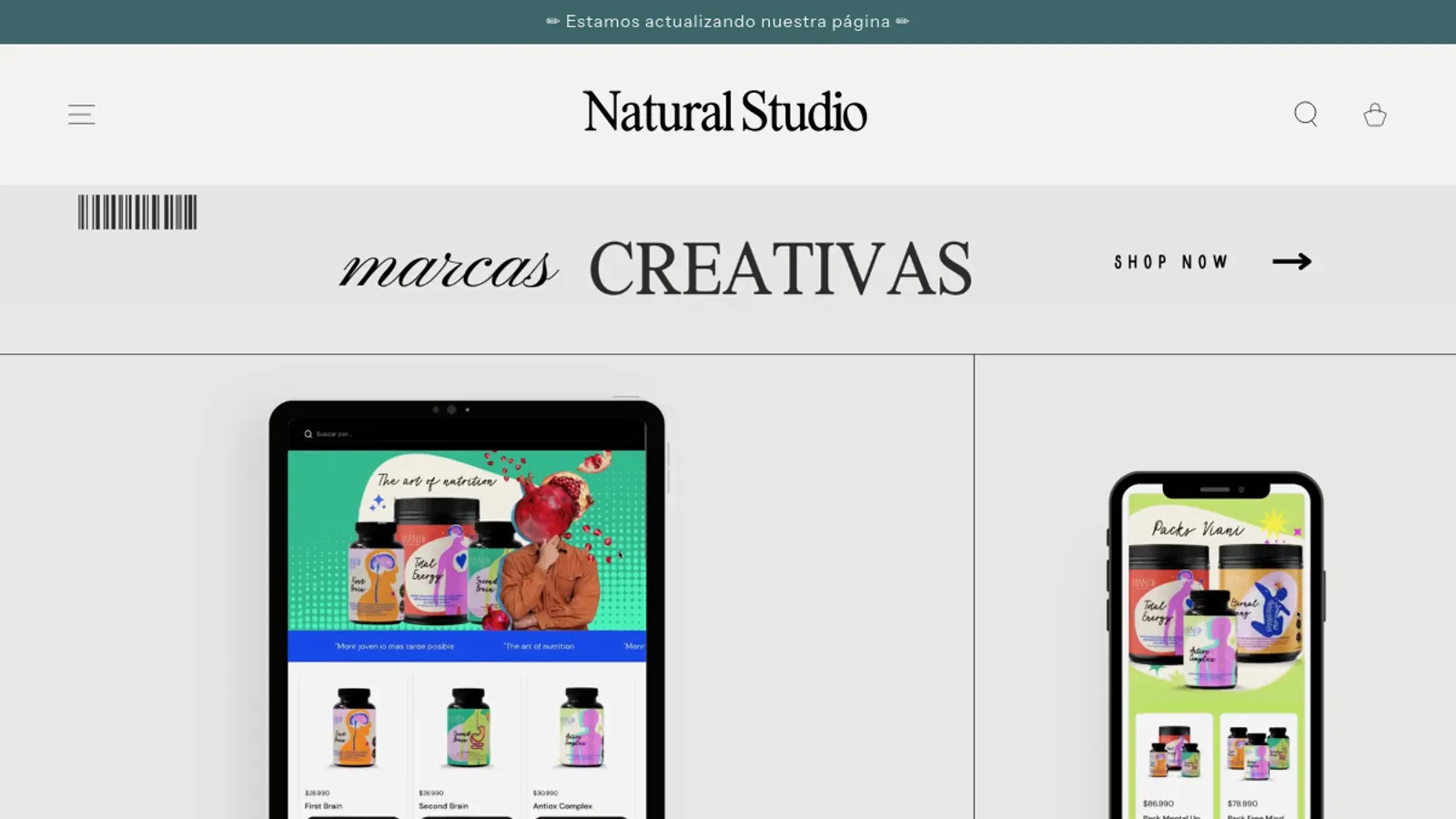 Screenshot of the Natural Estudio homepage