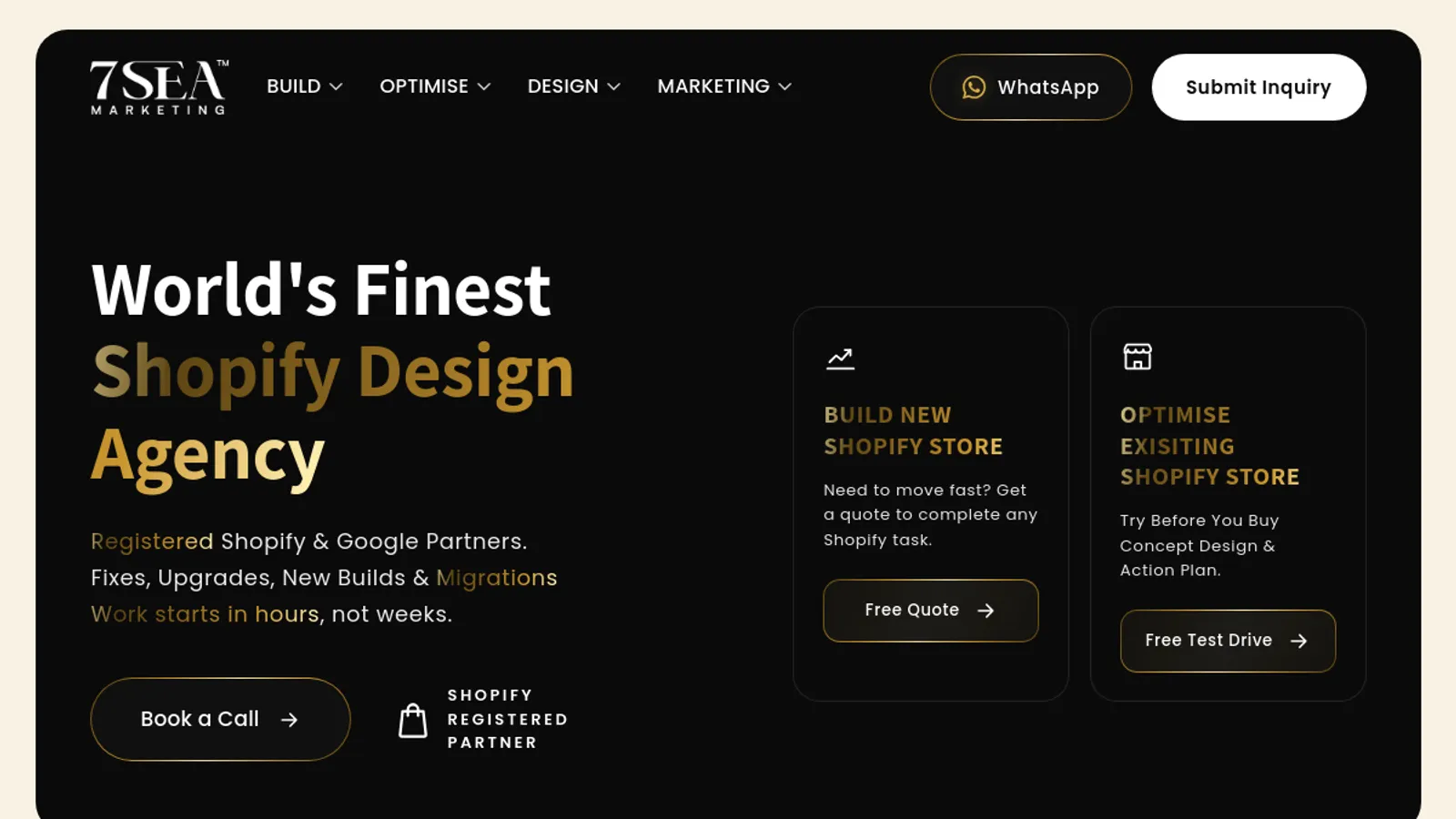 Screenshot of the 7SEA MARKETING homepage