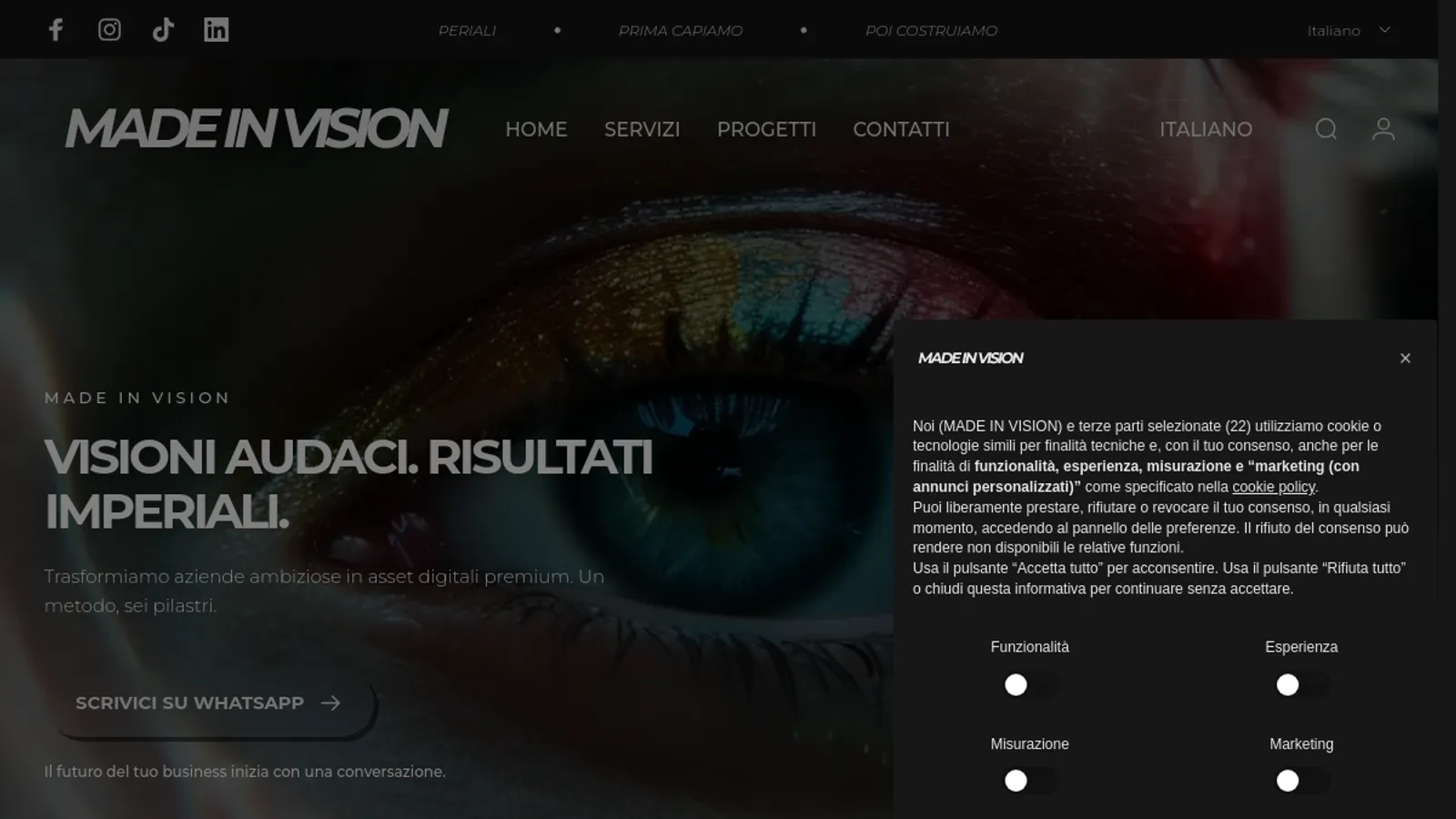 Screenshot of the MADE IN VISION homepage