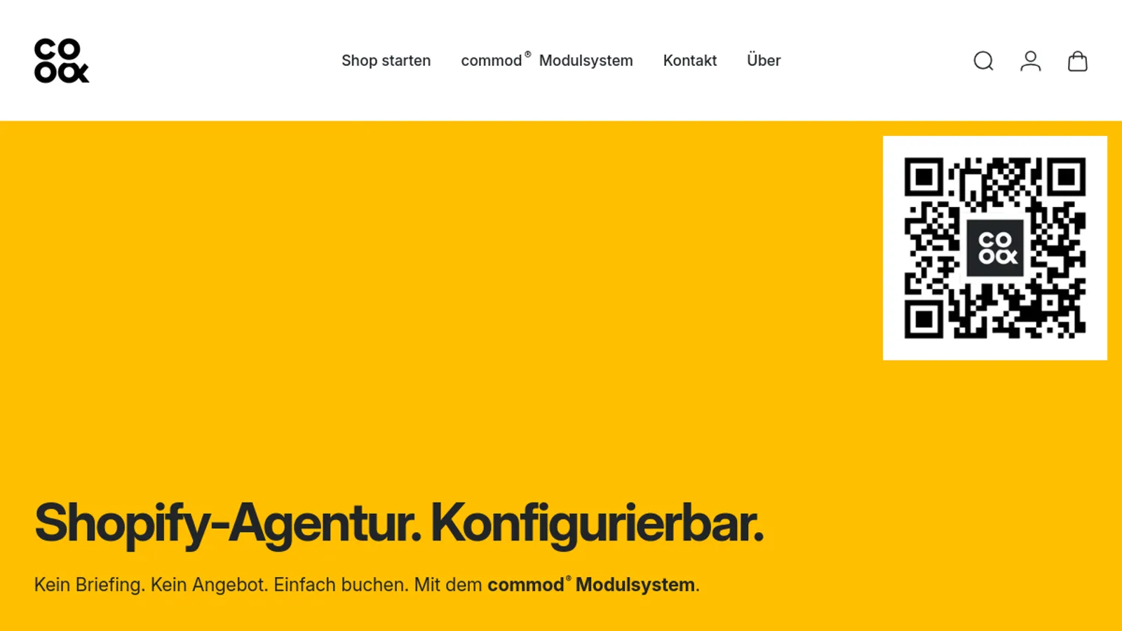 Screenshot of the commerce & code homepage