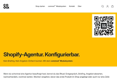 Screenshot of the commerce & code homepage