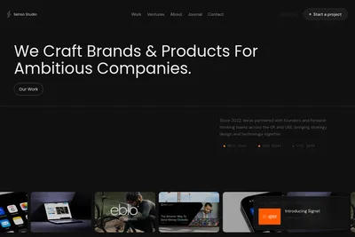 Screenshot of the Senso Studio homepage