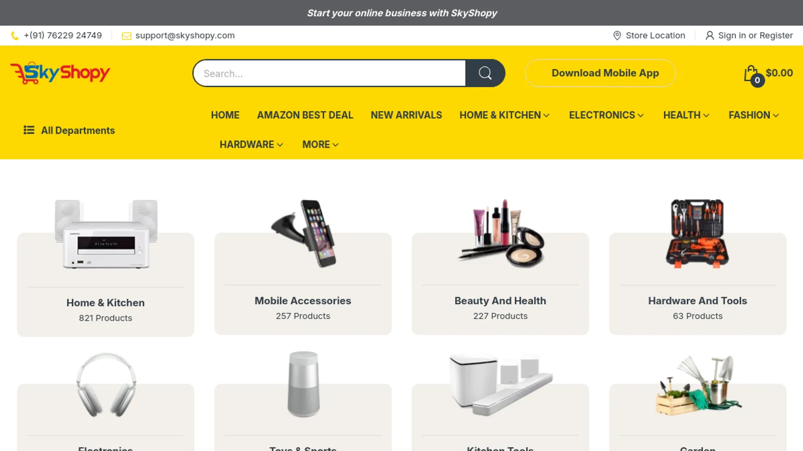 Screenshot of the SKY INFOTECH homepage