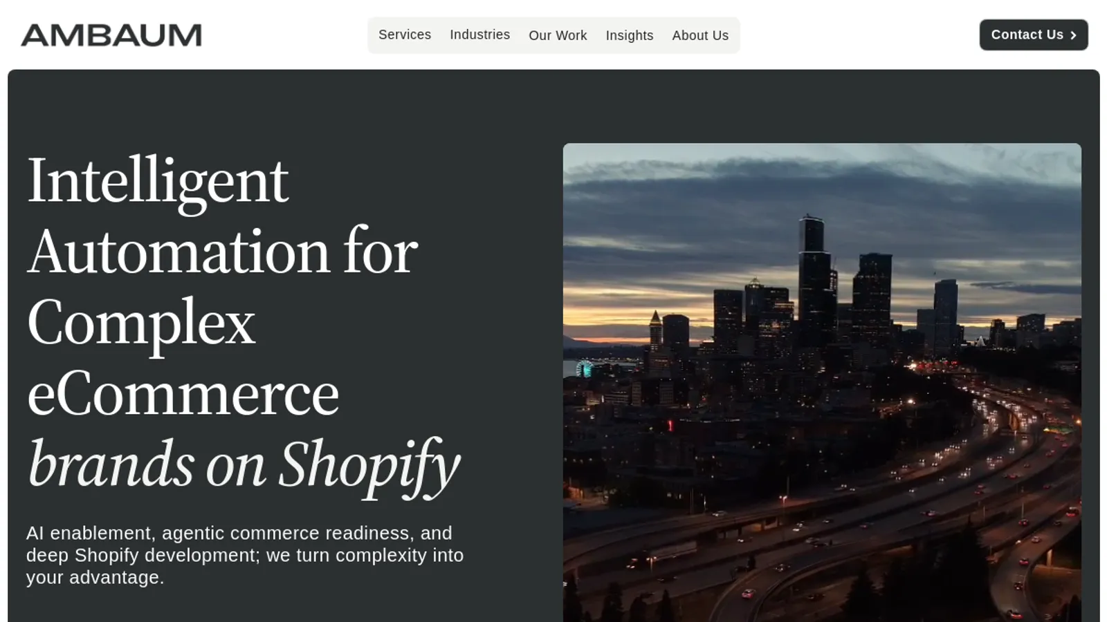 Screenshot of the Ambaum homepage