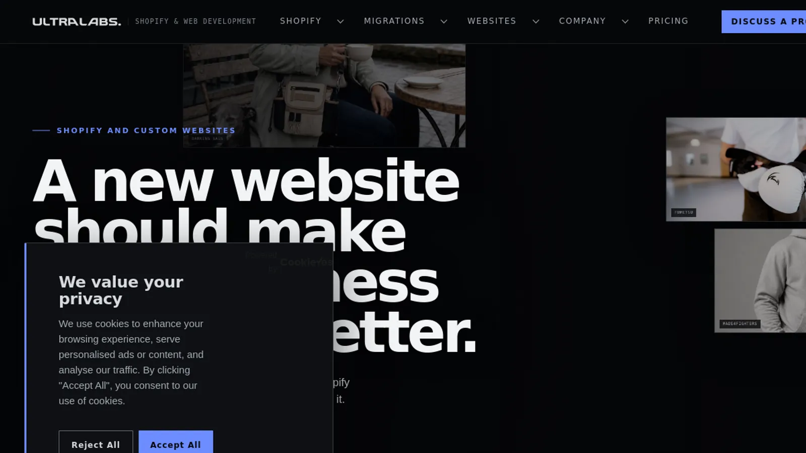 Screenshot of the UltraLabs homepage
