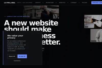 Screenshot of the UltraLabs homepage