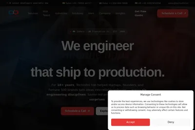 Screenshot of the TechInfini Solutions homepage