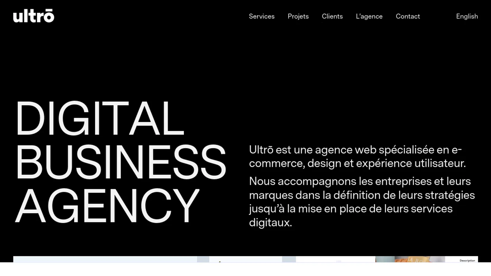 Screenshot of the Ultrō homepage