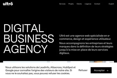 Screenshot of the Ultrō homepage