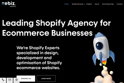 Screenshot of the Ebiz Experts homepage
