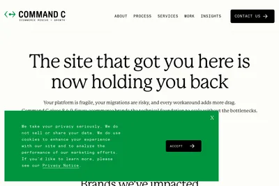 Screenshot of the Command C homepage