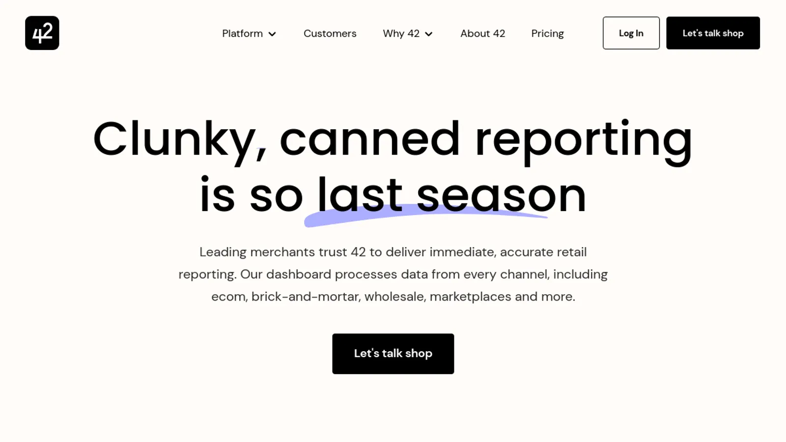Screenshot of the 42 homepage