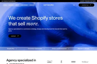 Screenshot of the Getmore homepage