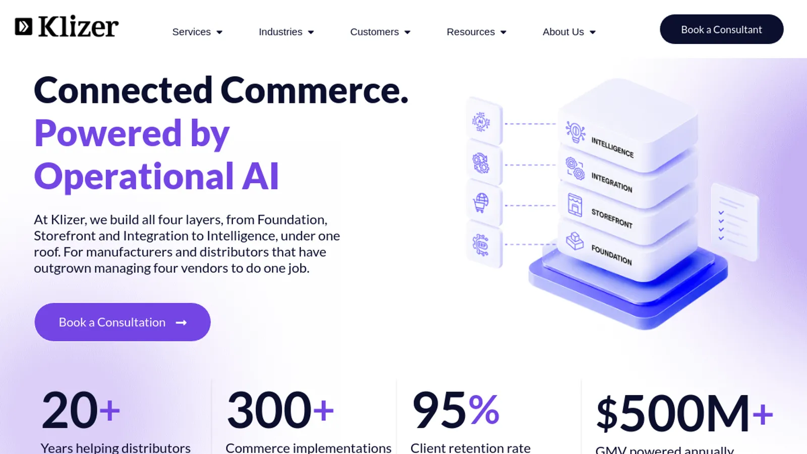 Screenshot of the Klizer homepage