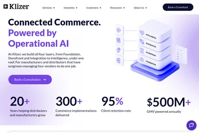 Screenshot of the Klizer homepage