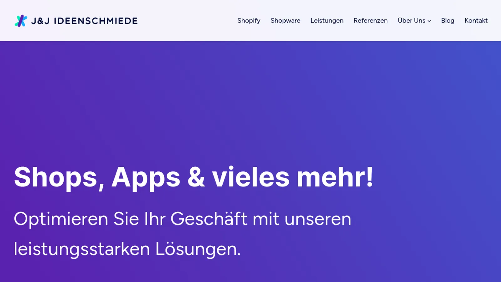 Screenshot of the J&J Ideenschmiede GmbH homepage