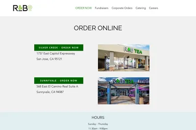 R&B Tea Silver Creek website homepage