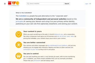 Screenshot of the IndieWeb homepage