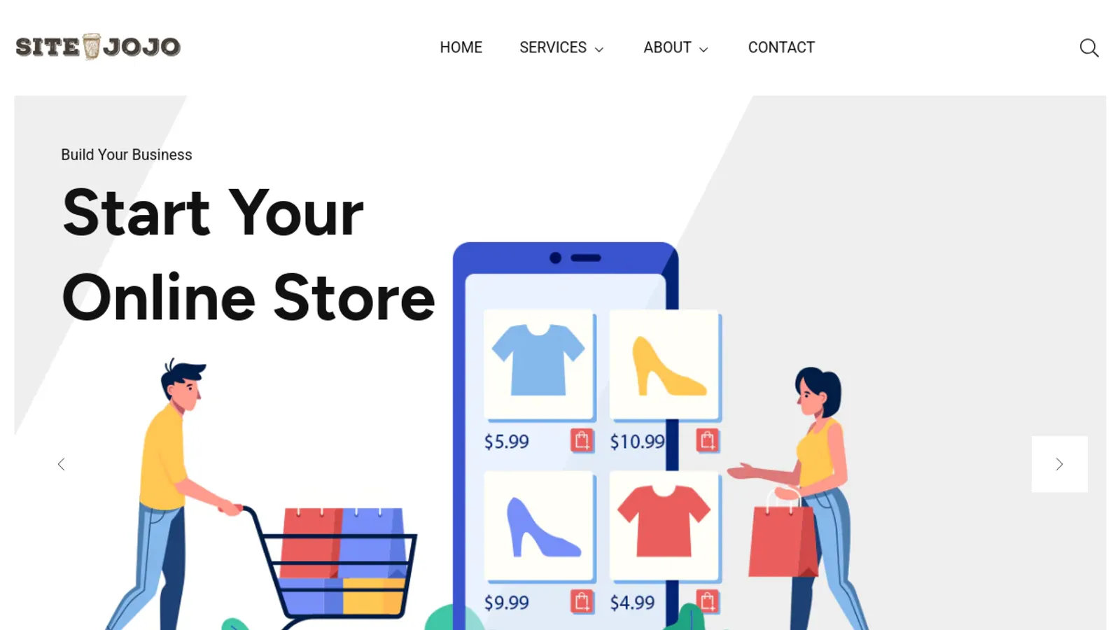 Screenshot of the SiteJojo Enterprise homepage