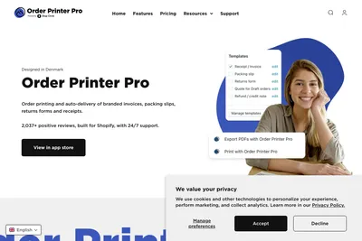 Screenshot of the Order Printer Pro: Invoice App homepage