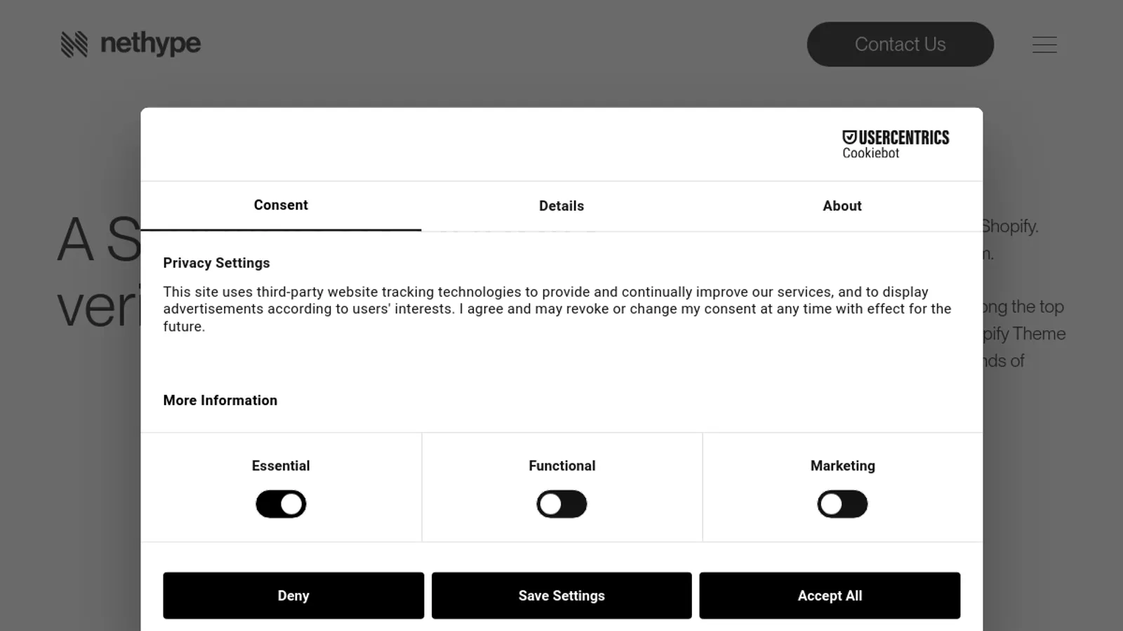 Screenshot of the NETHYPE homepage