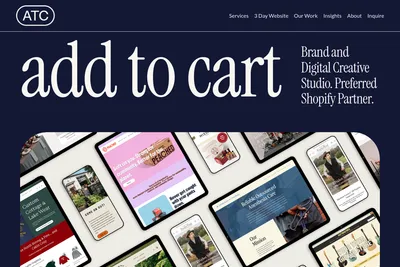 Screenshot of the ADD TO CART COMMERCE homepage